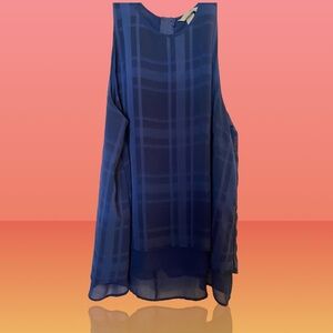 Blue Plaid Chiffon Racerback Flowy H&M Tunic, Women’s Size 12 US/42 EUR